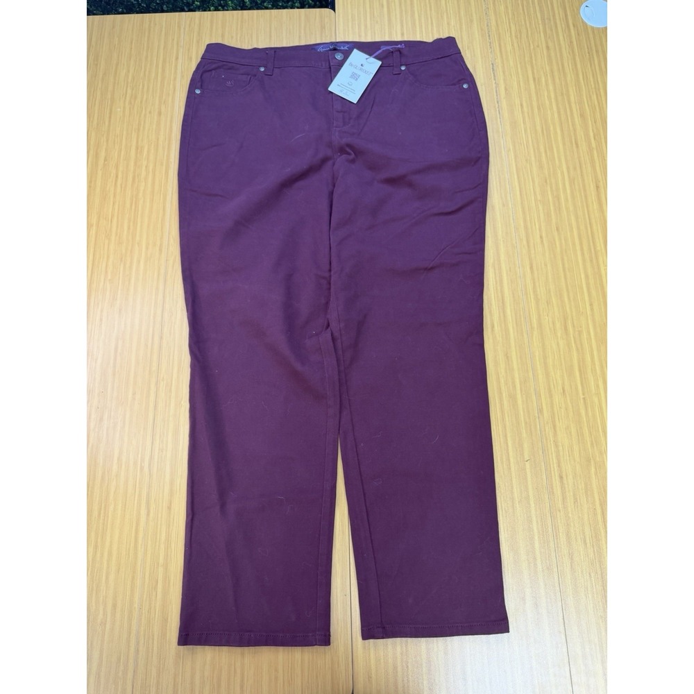 Gloria Vanderbilt Amanda Straight Leg Slimming Jeans Burgundy Womens 16W NWT - Picture 2 of 4